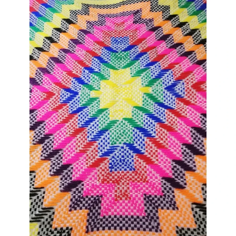 Ignite Rainbow Aztec Pillow Cover Zipper Colorful Black Trim 20‎ x 20 Decor NEW